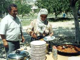 Homemade food is often served